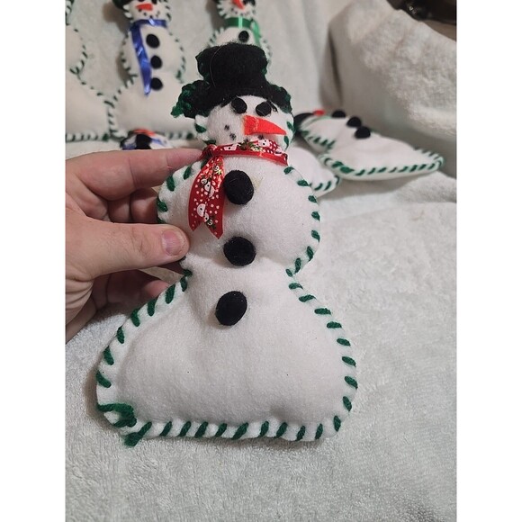 10 Homemade Felt Snowmen 8-9" Tall Christmas Winter Decor Ornaments - Picture 6 of 7